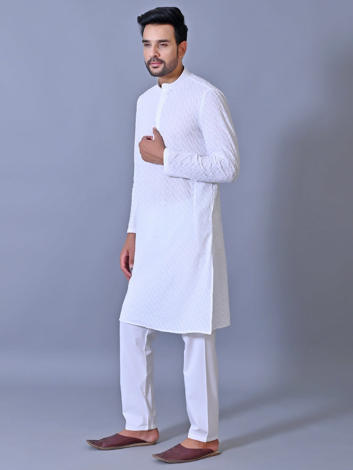 Chikan White Kurta Set