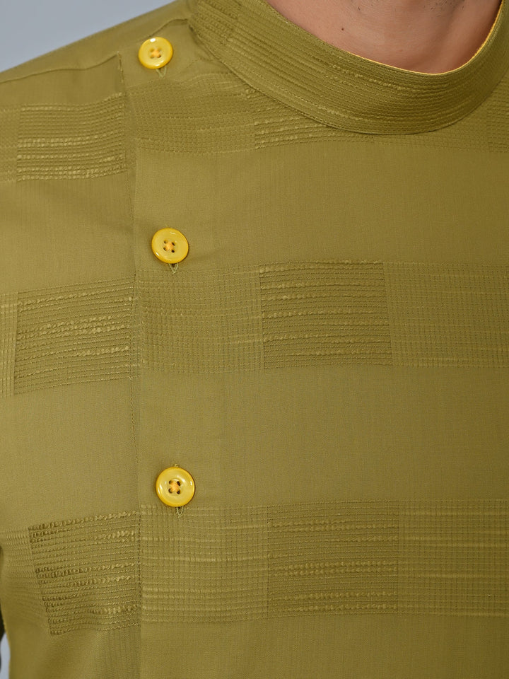 Self Design Green Kurta Set