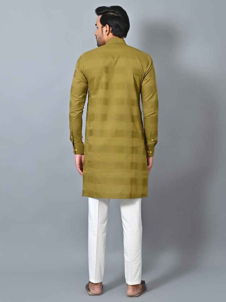 Self Design Green Kurta Set