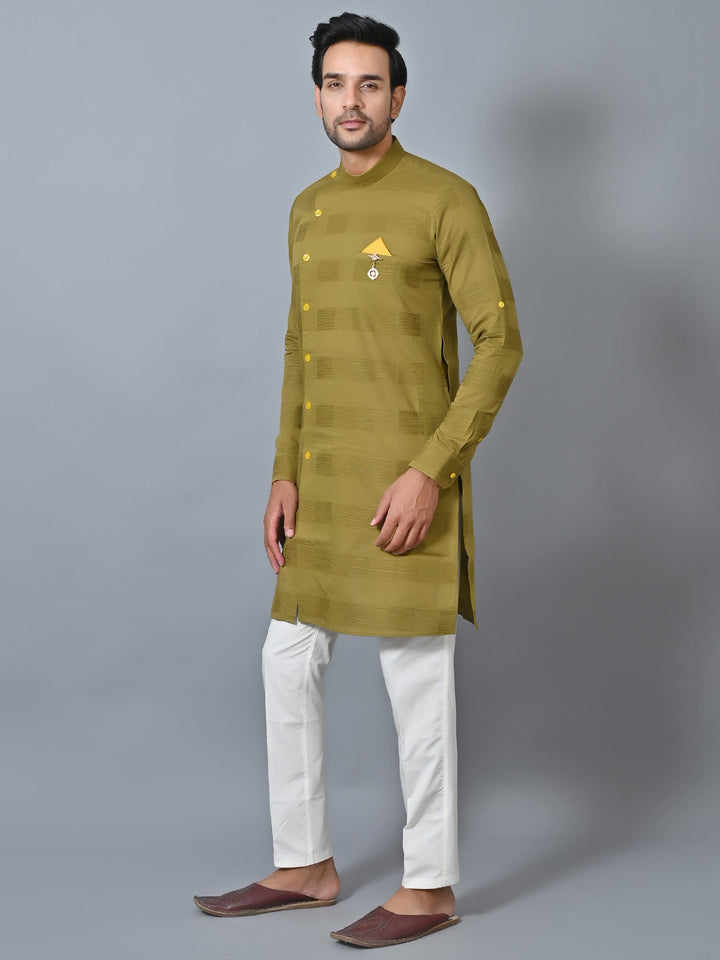 Self Design Green Kurta Set
