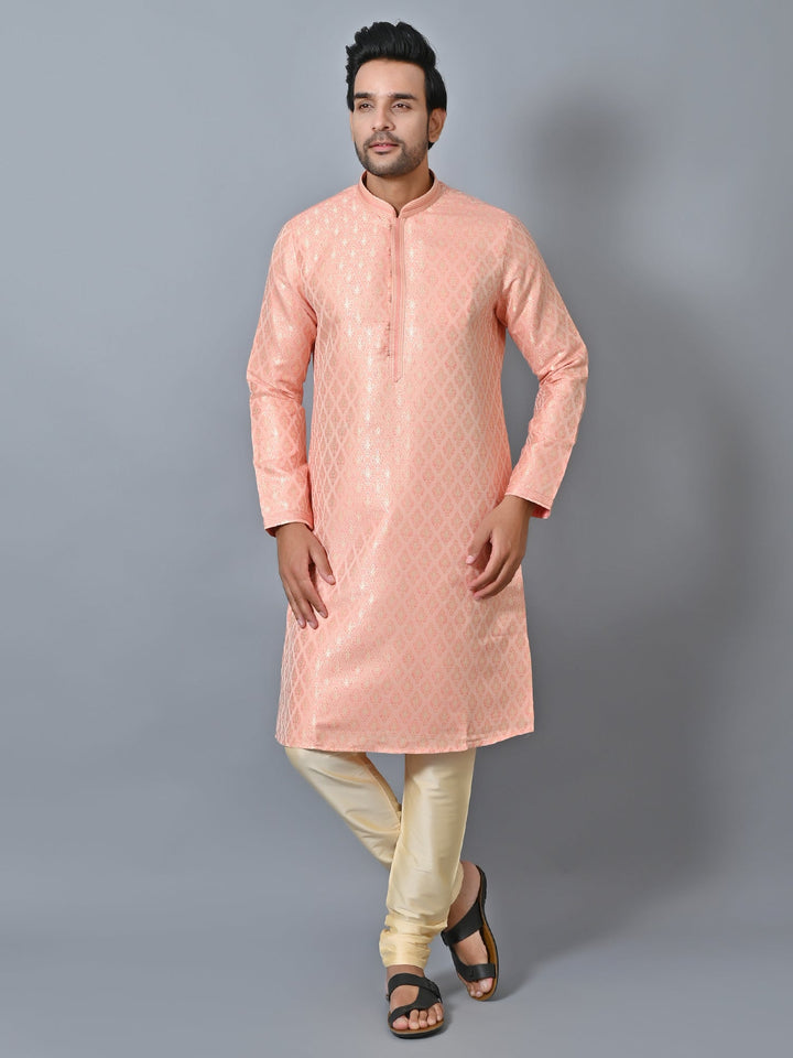 Printed Peach Kurta Set