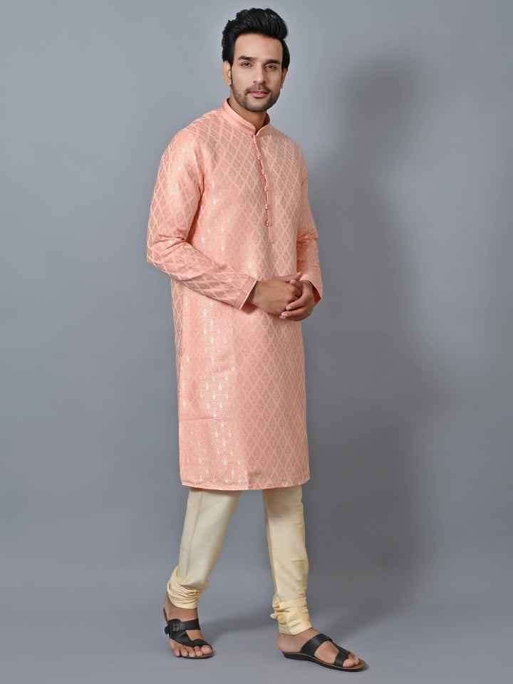 Printed Peach Kurta Set