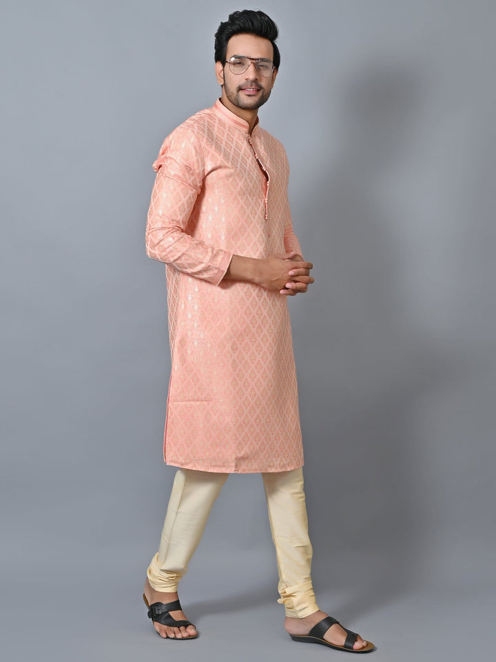 Printed Peach Kurta Set