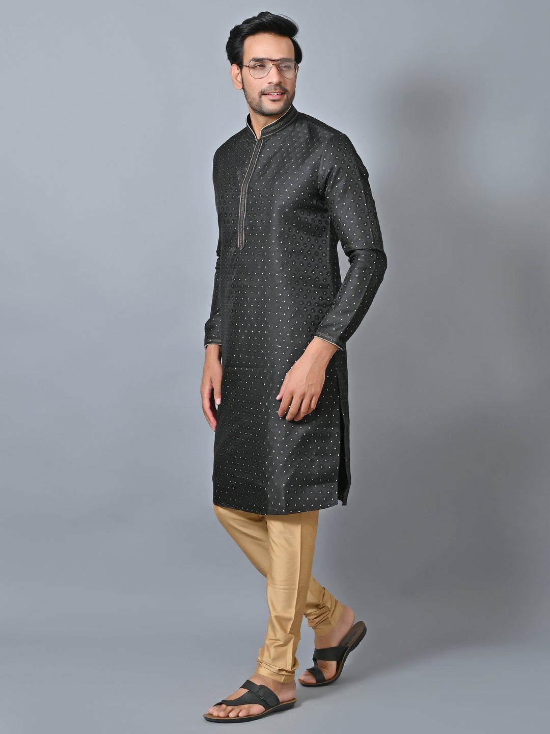 Printed Black Kurta Set