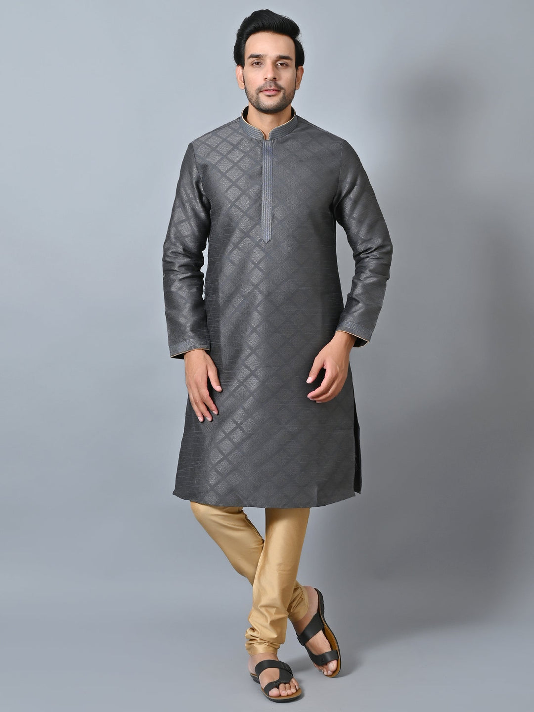 Striped Grey Kurta Set