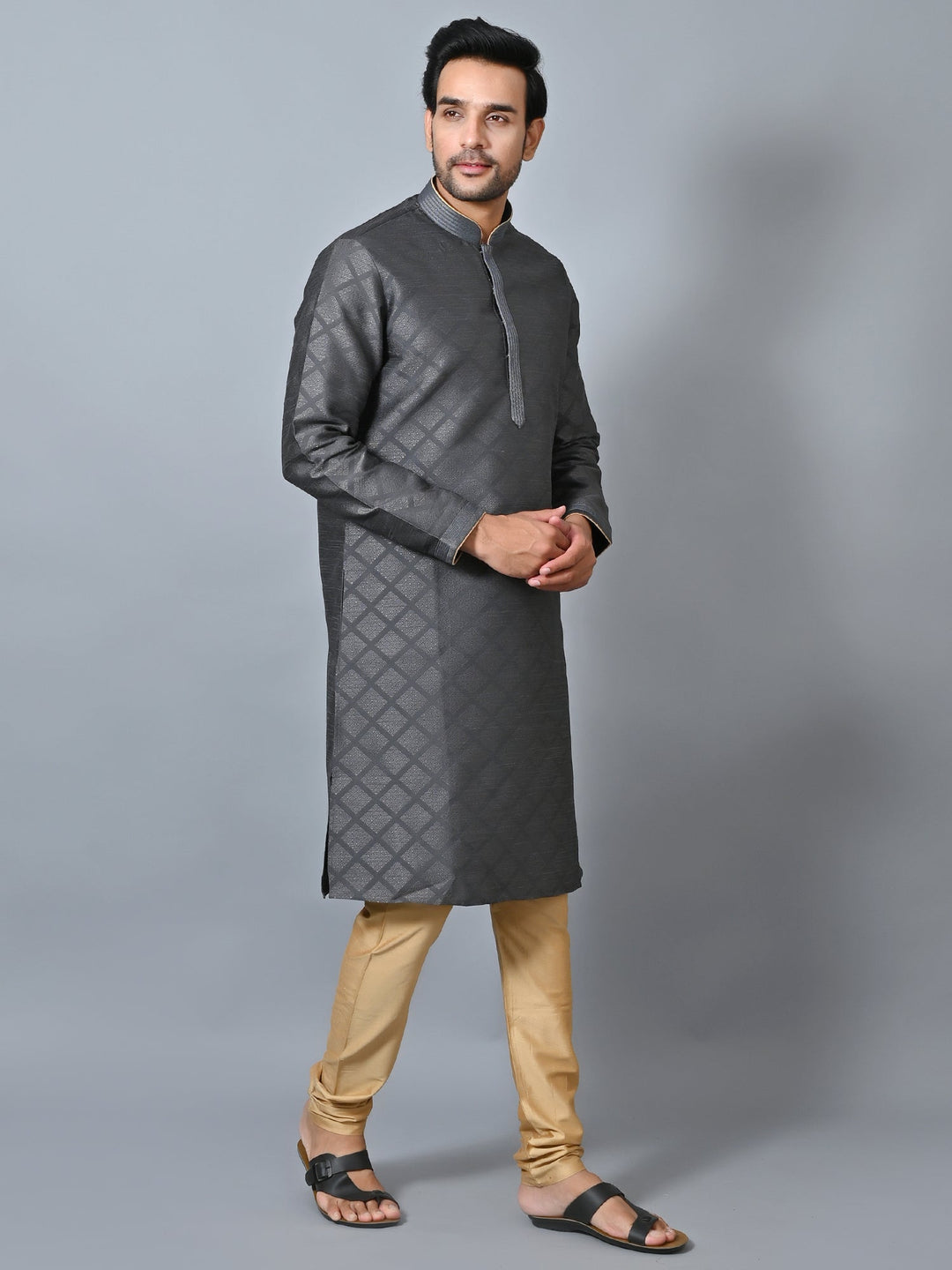 Striped Grey Kurta Set