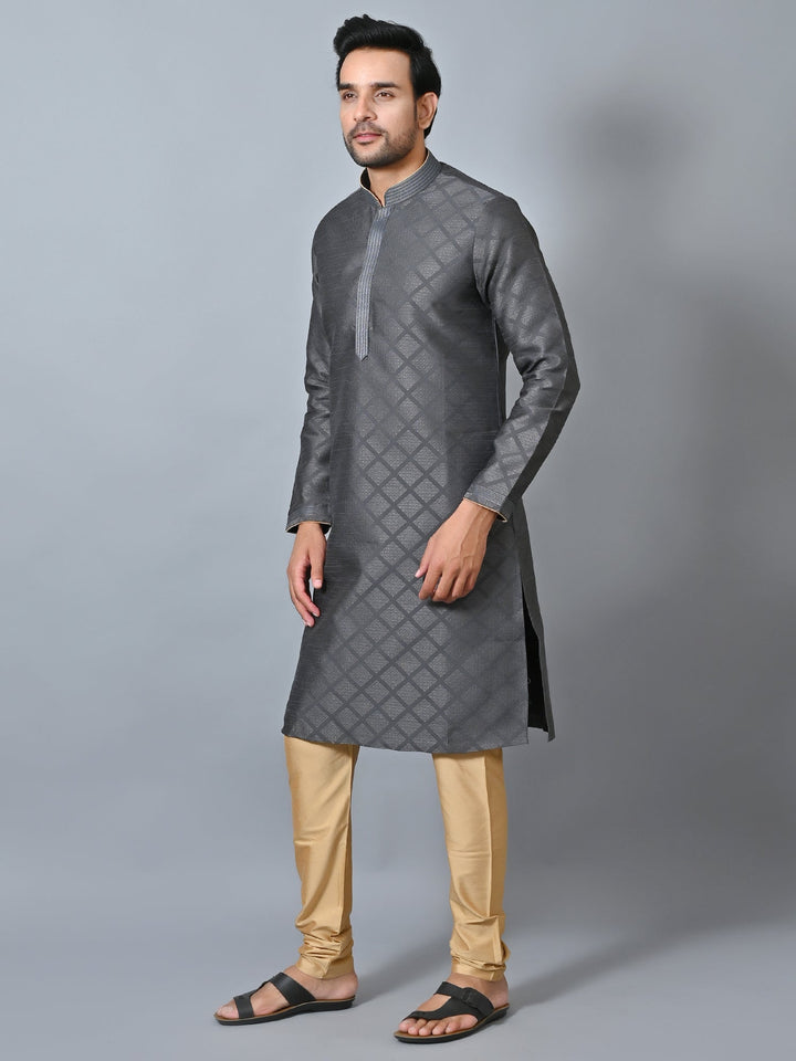 Striped Grey Kurta Set