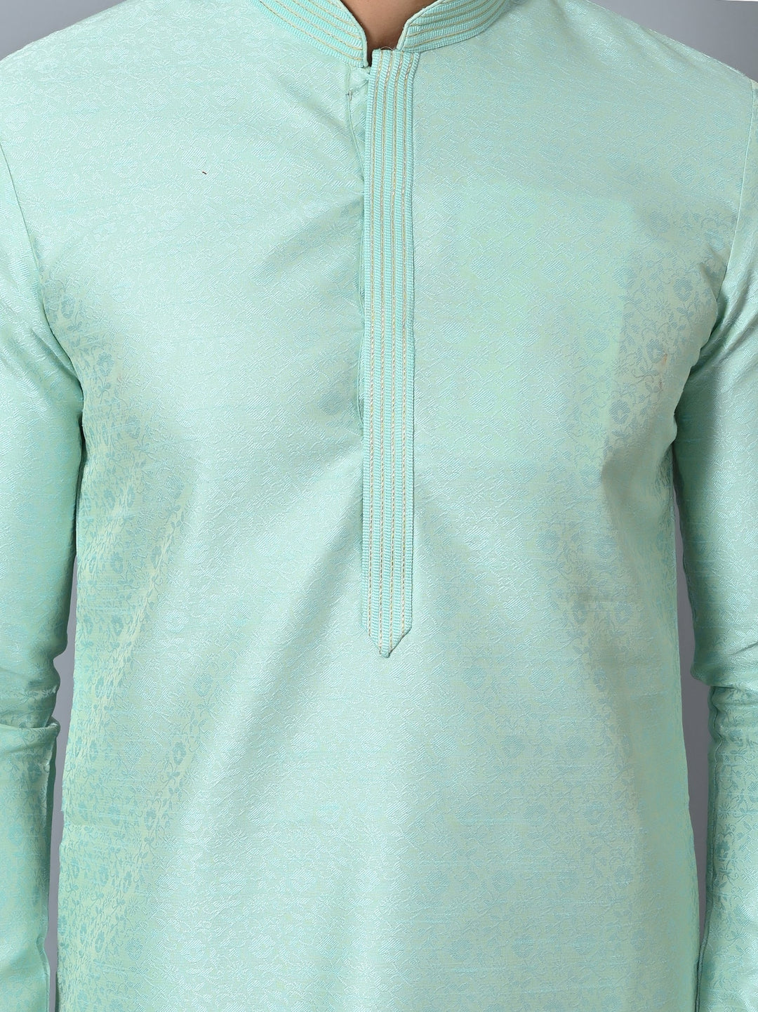 Self Design Green Kurta Set