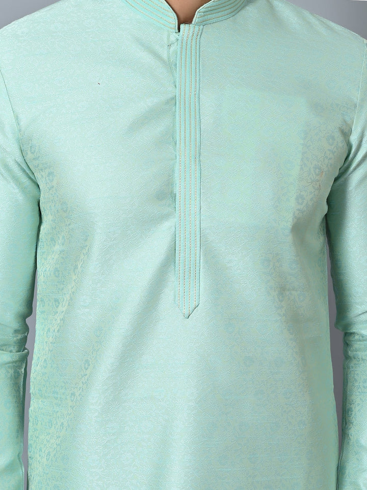 Self Design Green Kurta Set