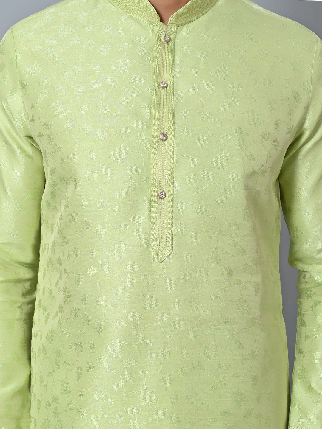 Self Design Lime Green Kurta Set