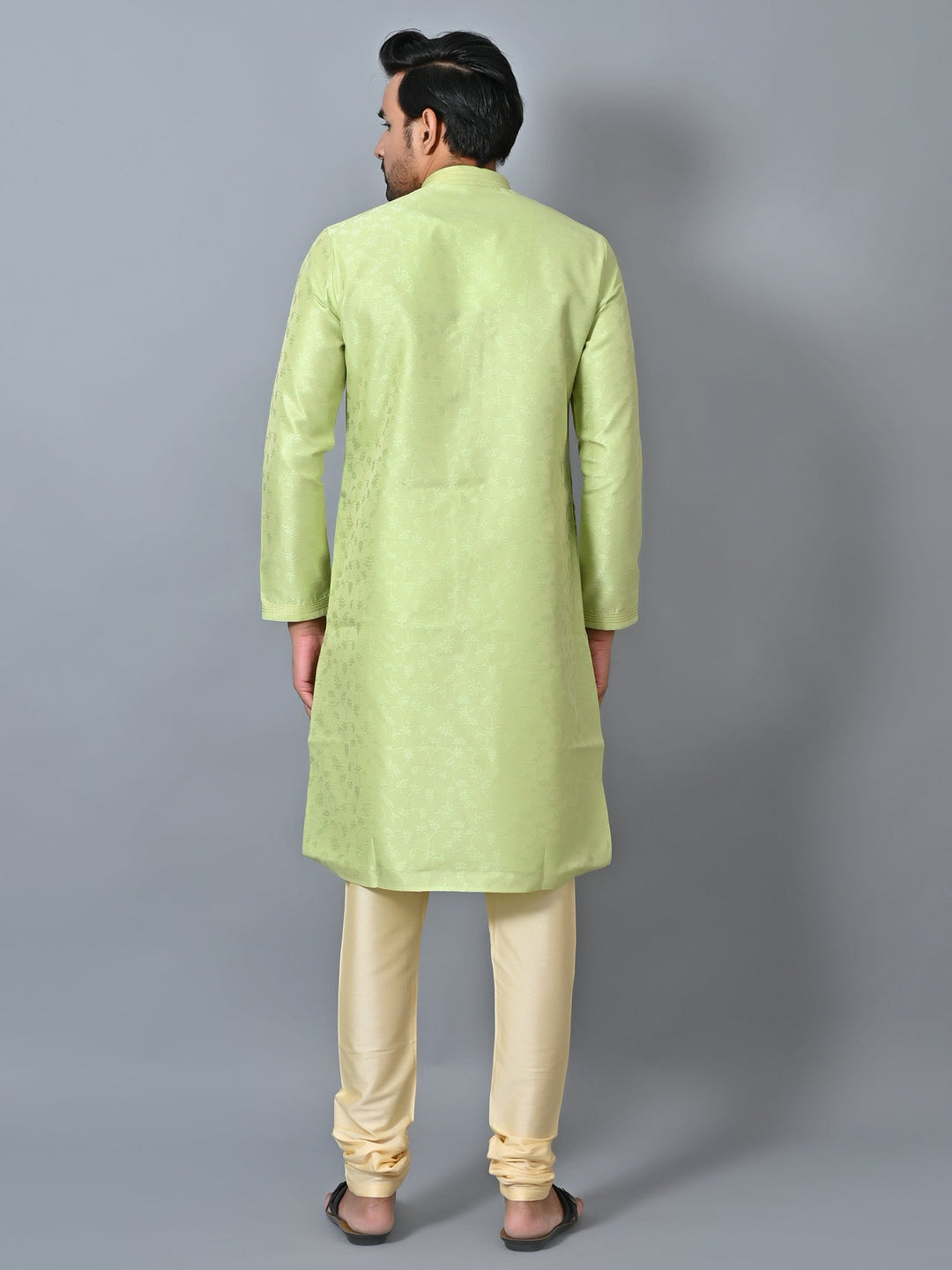 Self Design Lime Green Kurta Set