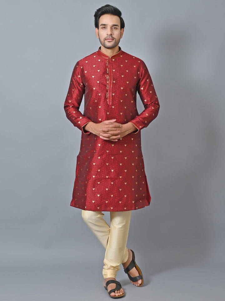 Printed Maroon Kurta Set