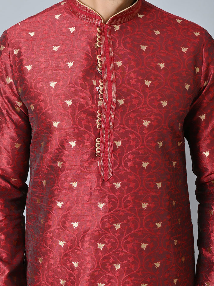 Printed Maroon Kurta Set