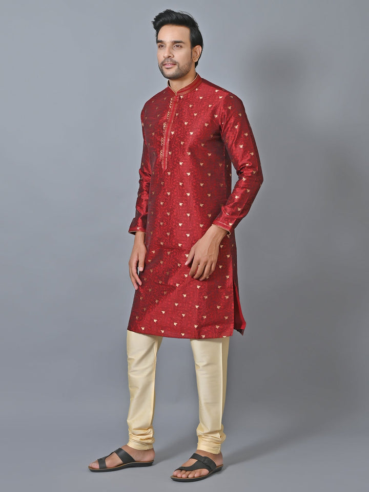 Printed Maroon Kurta Set