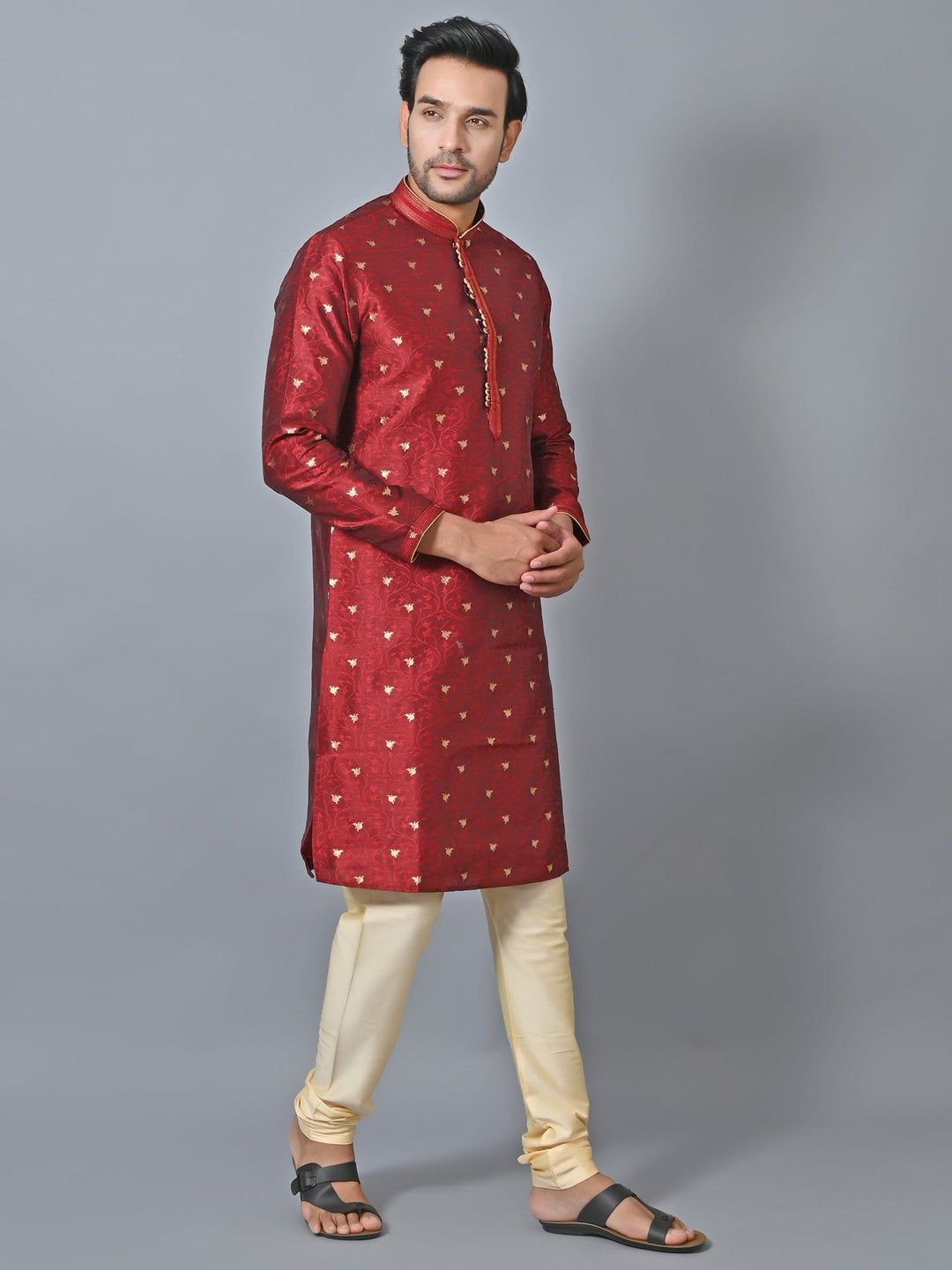 Printed Maroon Kurta Set