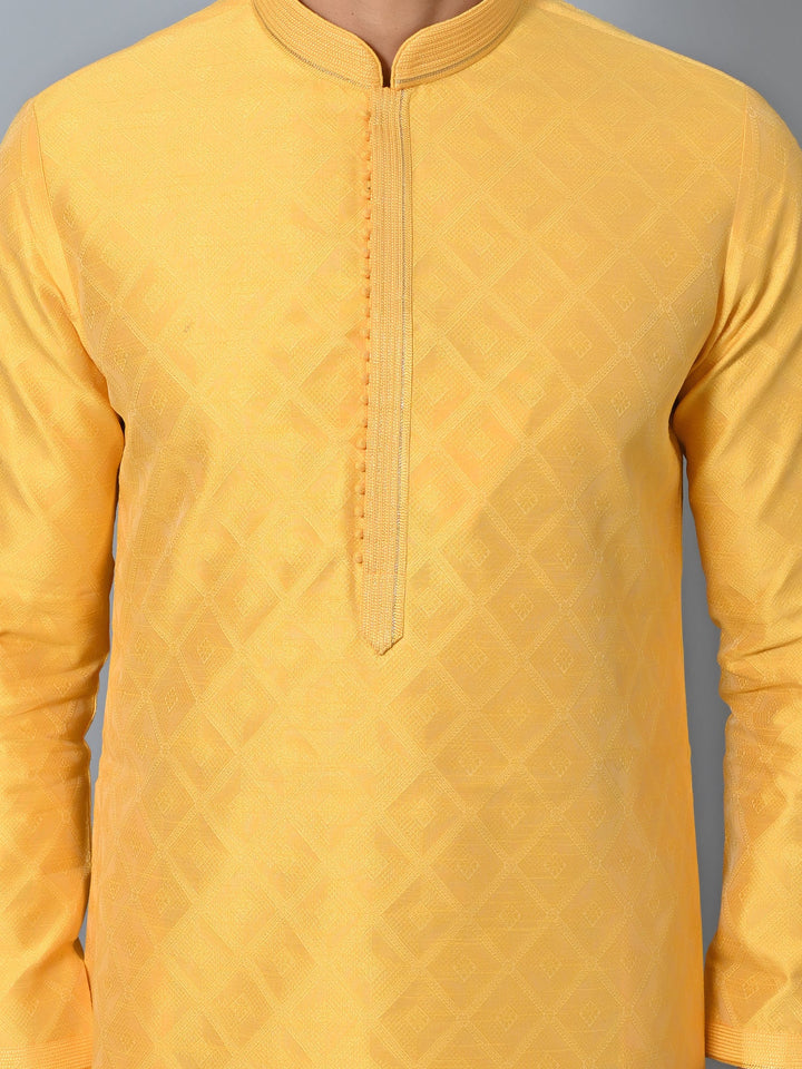 Self Design Yellow Kurta Set