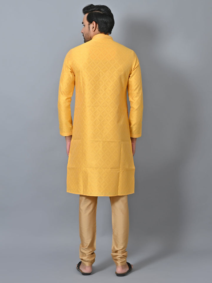 Self Design Yellow Kurta Set