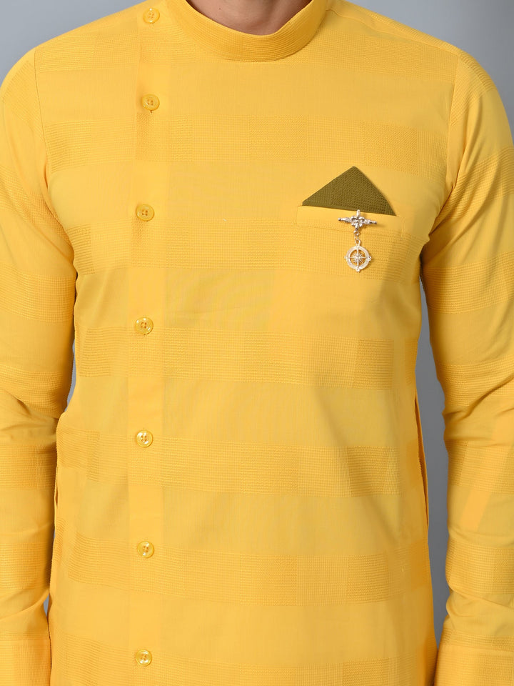 Self Design Yellow Kurta Set