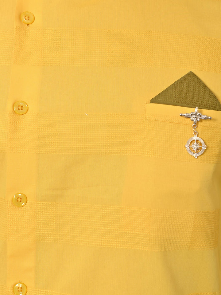 Self Design Yellow Kurta Set