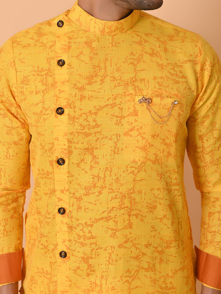 Textured Yellow Only Kurta