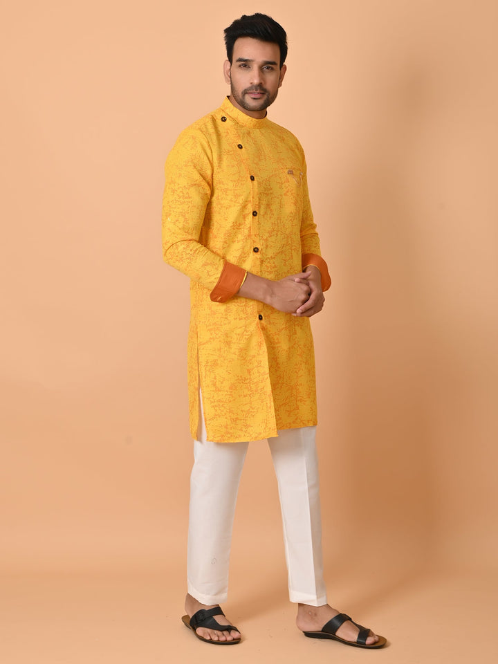 Textured Yellow Only Kurta