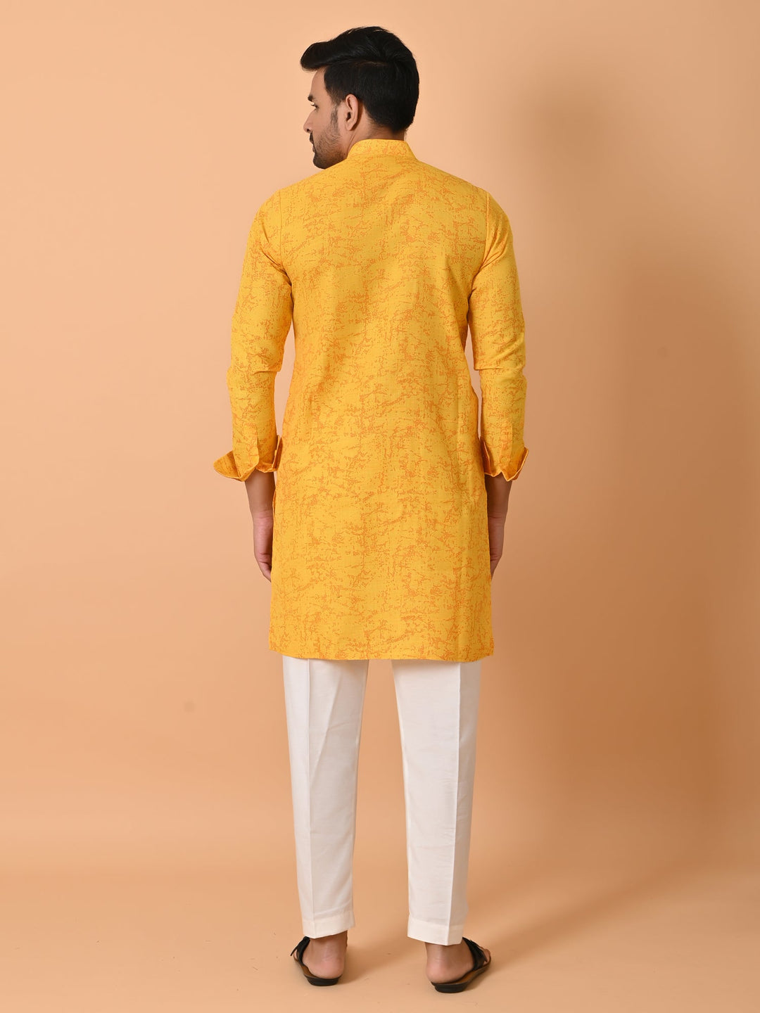 Textured Yellow Only Kurta