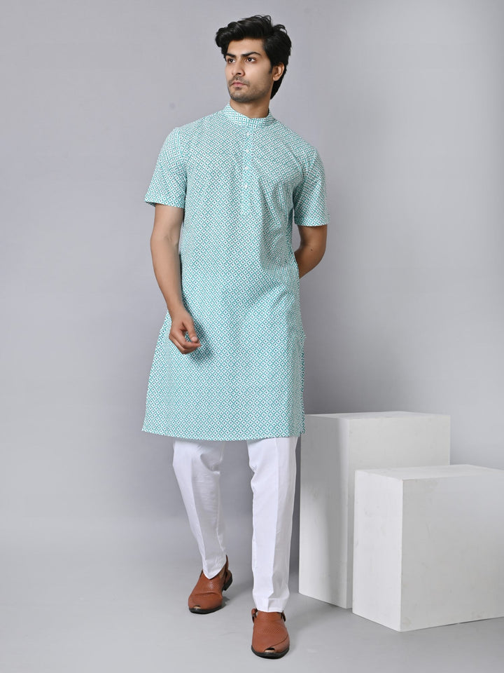 Checked Green Only Kurta
