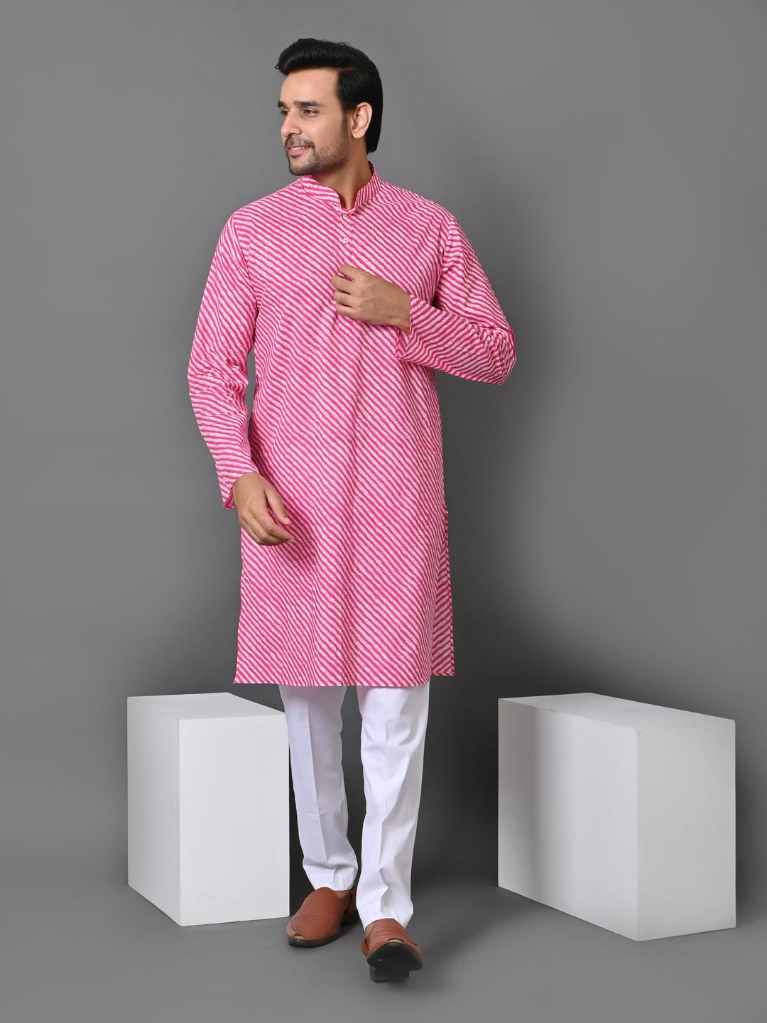 Leheriya Pink Only Kurta