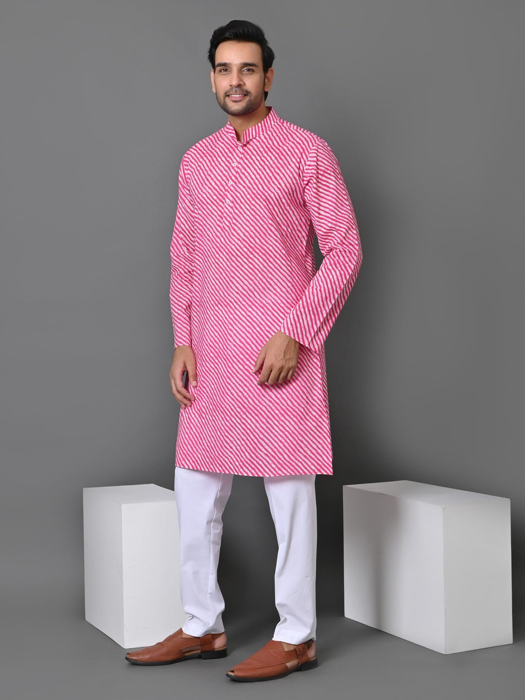 Leheriya Pink Only Kurta