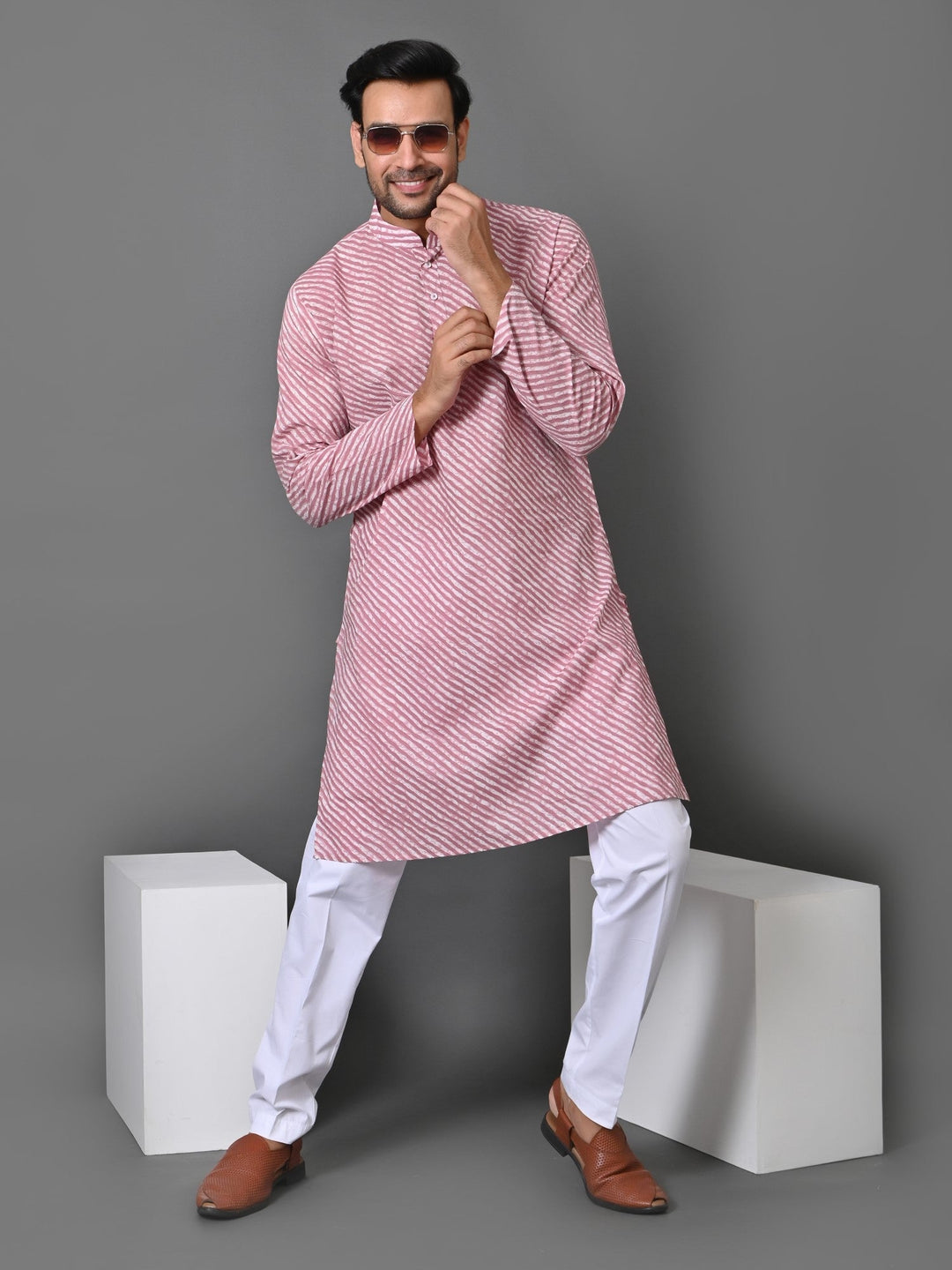 Leheriya Pink Only Kurta