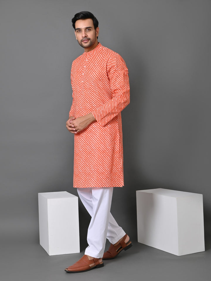 Leheriya Orange Only Kurta