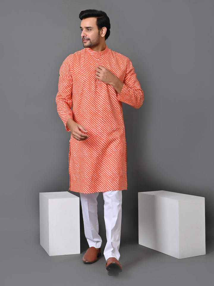 Leheriya Orange Only Kurta