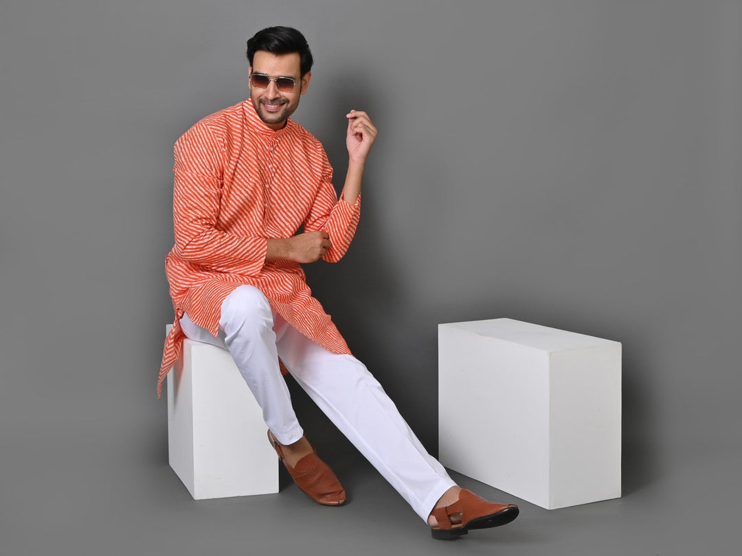 Leheriya Orange Only Kurta