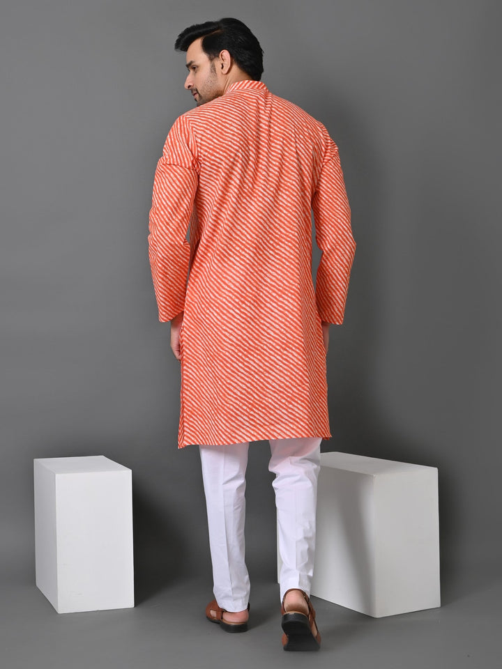 Leheriya Orange Only Kurta