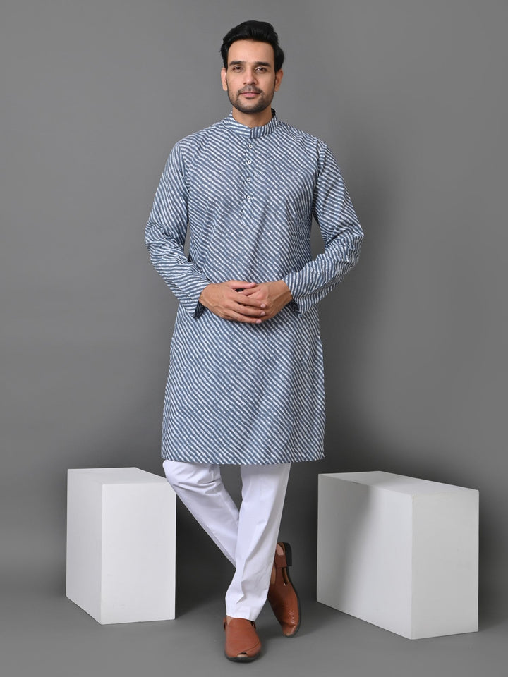 Leheriya Grey Only Kurta