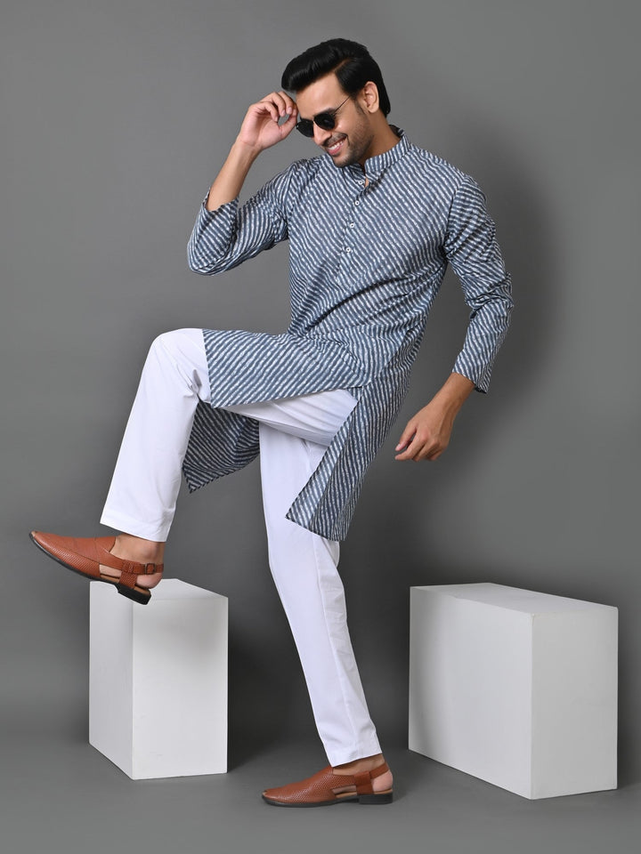 Leheriya Grey Only Kurta