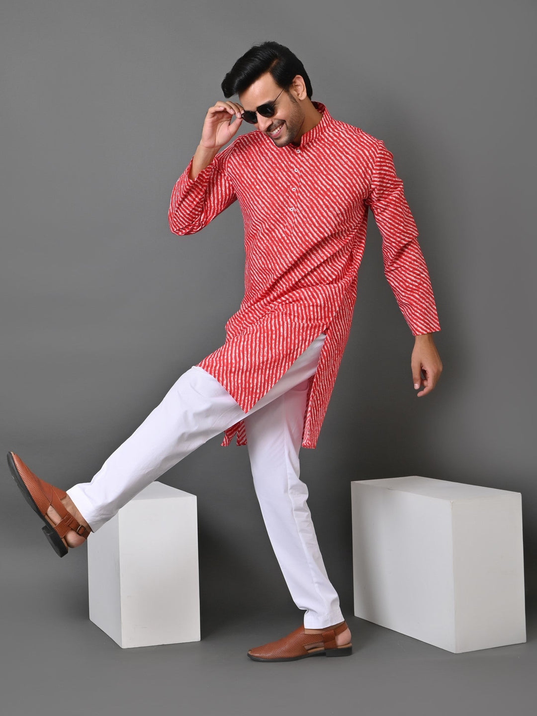 Leheriya Red Only Kurta