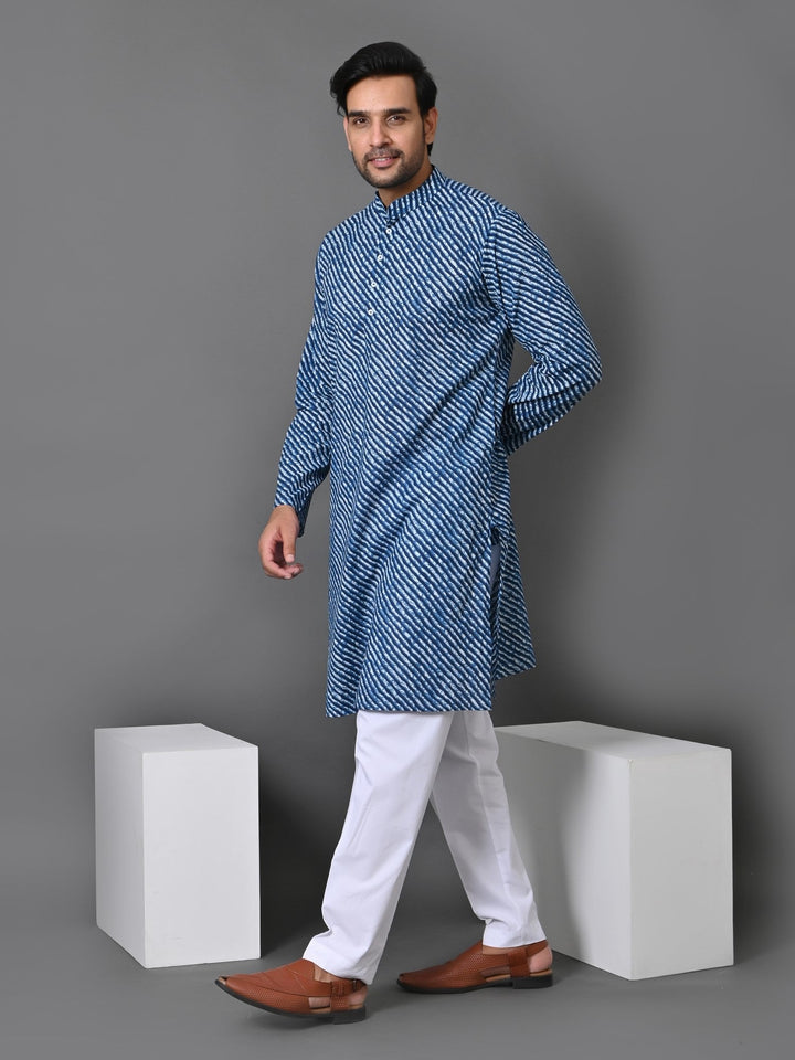 Leheriya Blue Only Kurta