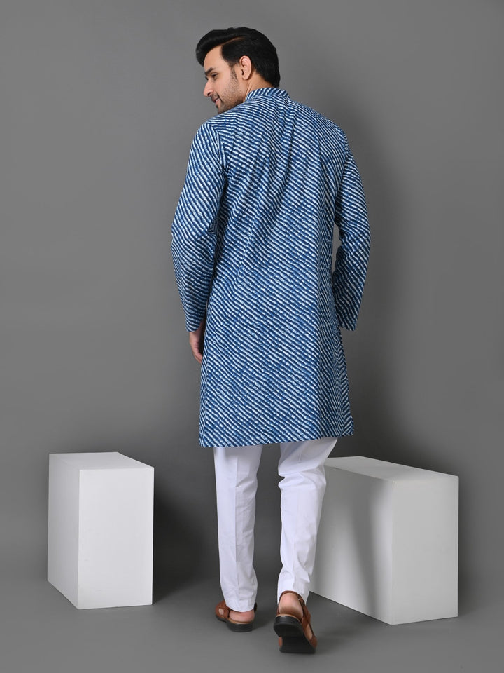 Leheriya Blue Only Kurta