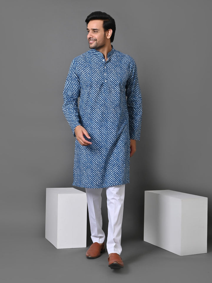 Leheriya Blue Only Kurta