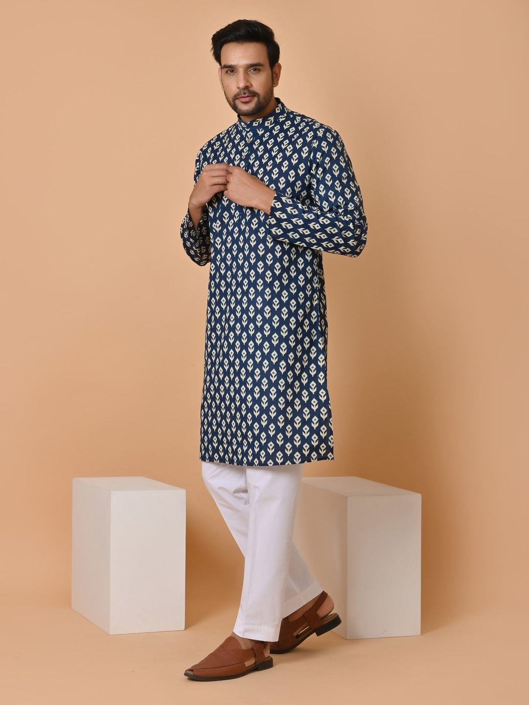 Ethnic Motifs Blue Only Kurta