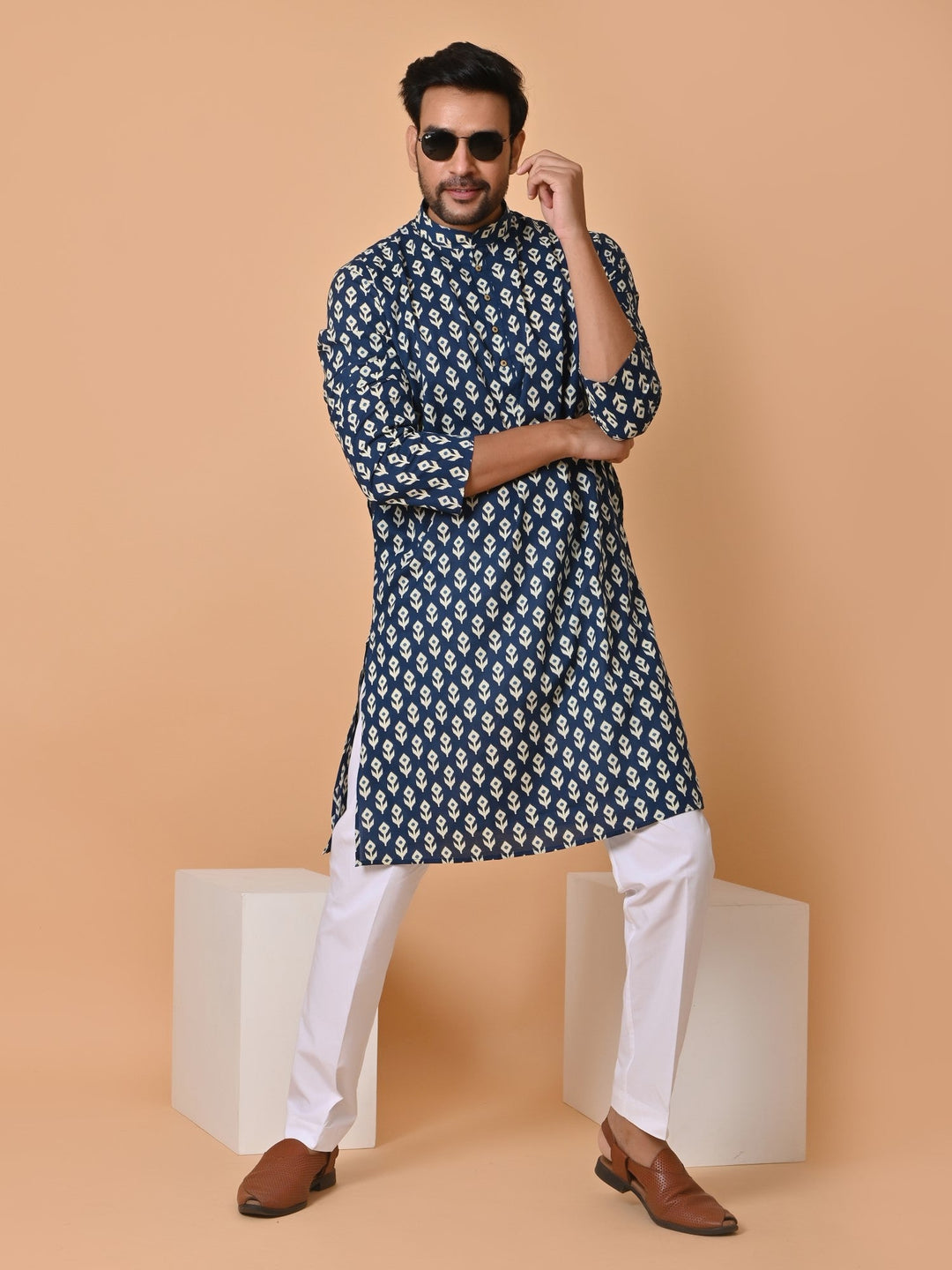 Ethnic Motifs Blue Only Kurta