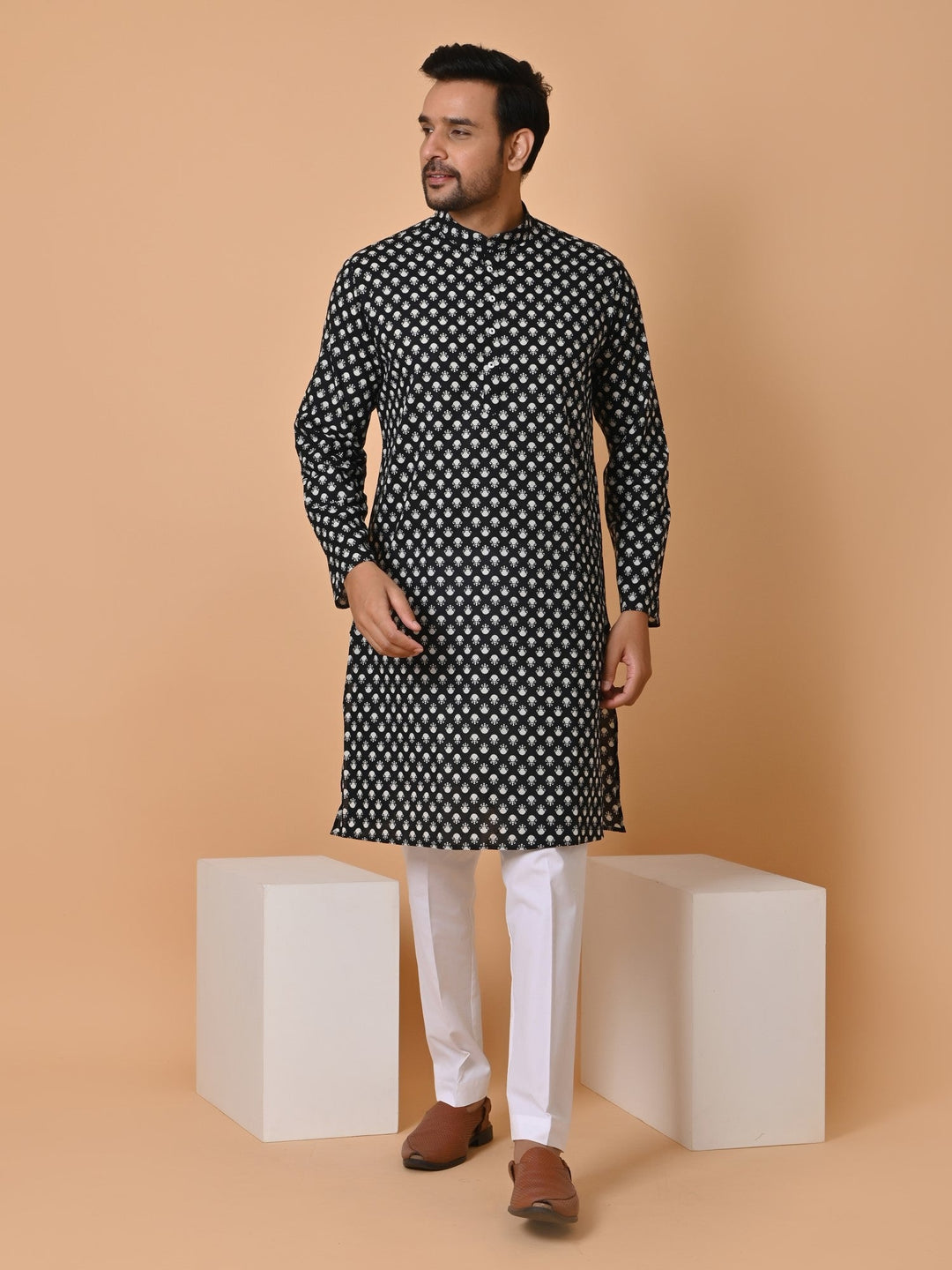 Ethnic Motifs Black Only Kurta