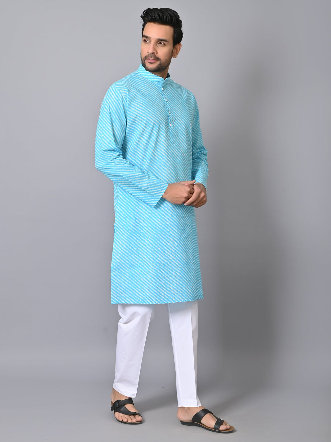 Leheriya Blue Only Kurta