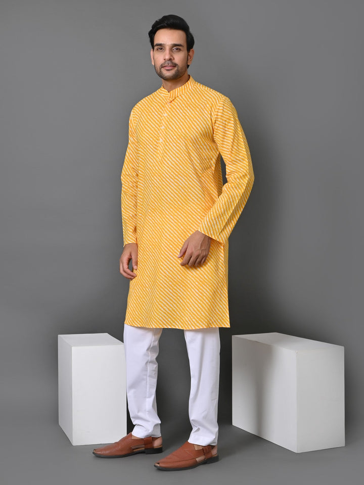 Leheriya Yellow Only Kurta