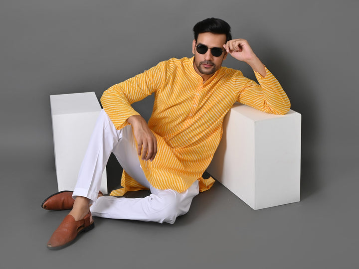 Leheriya Yellow Only Kurta