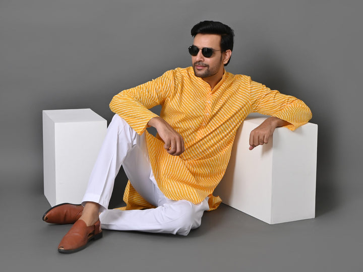 Leheriya Yellow Only Kurta