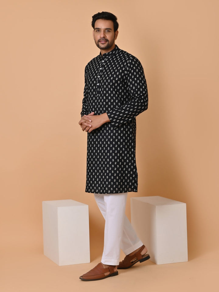 Leafs Black Only Kurta