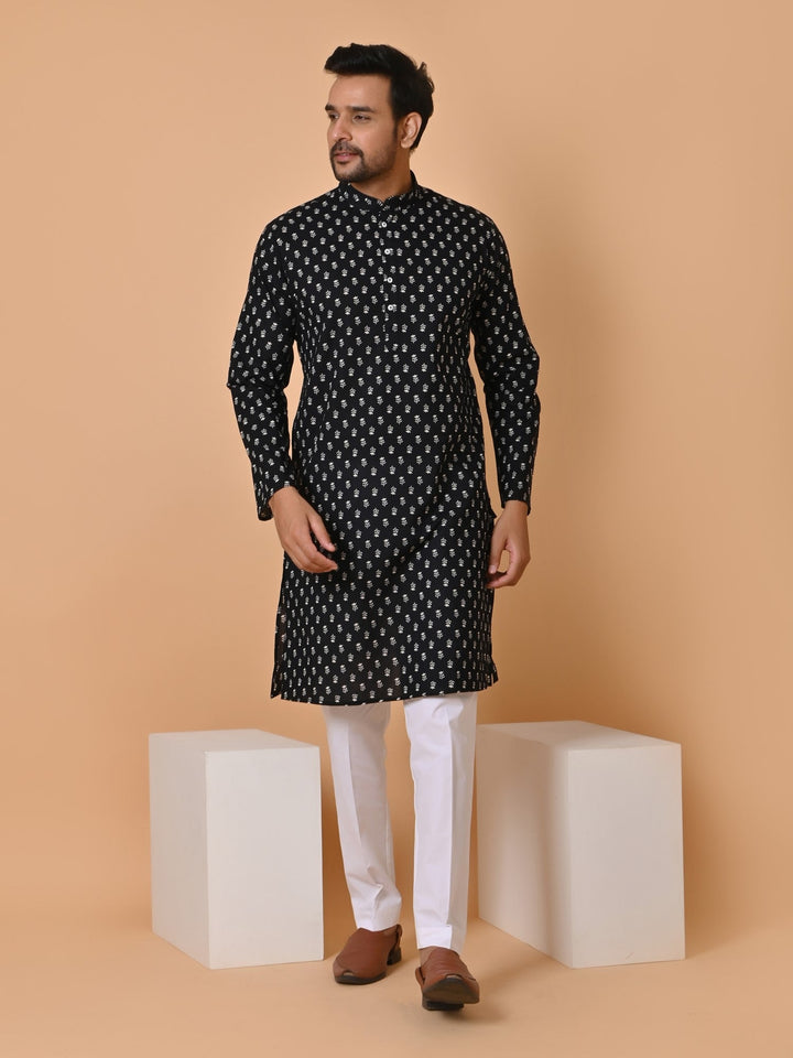 Leafs Black Only Kurta