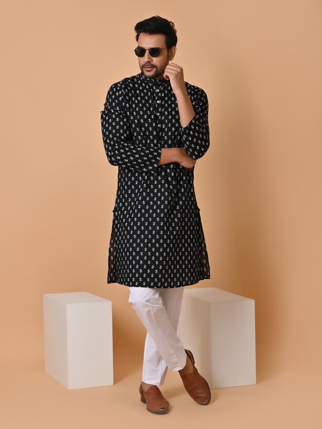 Leafs Black Only Kurta